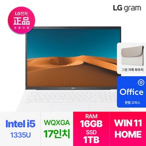 LG전자 2023 그램 17인치 인텔 i5 13세대 윈도우11 16GB 256GB, 17ZD90RU-GX56K, WIN11 Home, 1TB, 코어i5, 화이트