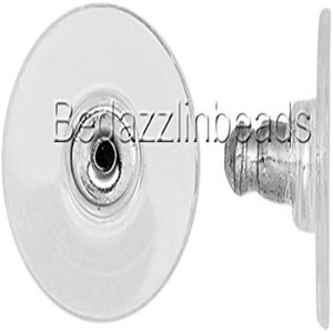 20 Sugical Gade 304 Stainless Steel Stud Comfot Clutch Eaing Backs w/Clea Pad 20 수술용 등급 304 스테, 1개, Dak Silve