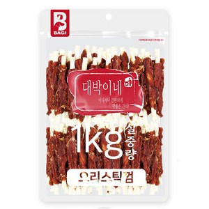 대박이네 실중량 1kg 대용량 강아지간식 애견간식, 오리스틱껌1kg, 1개