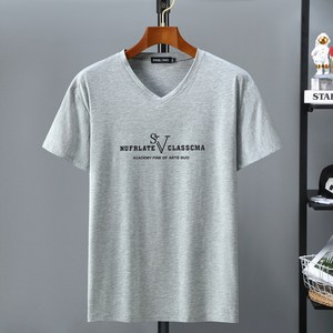 쥬엔리치 4XL~11XL 남자 빅사이즈 반팔 티셔츠 모달 V넥 캐쥬얼 레터링 남성 루즈핏 데일리 여름 티