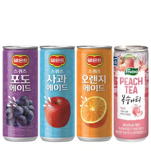 마셔몰 델몬트 스퀴즈3종 240ml 사과(10개)+ 오렌지(10개) +포도(10개)+ 복숭아티 240ml(30개) 총60개, 60개