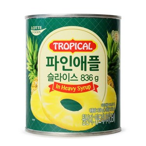 롯데 파인애플 슬라이스 836g 통조림 화채 샐러드 팥빙수 간식, 12개