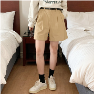 [뉴데이][#자체제작]여성 클래식 핀턱 하프 팬츠