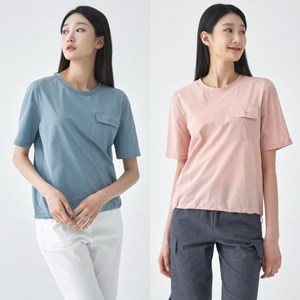 [지센] 여성 [에센셜] 트리코트 포켓 라운드 반팔 티셔츠 LSTSO480_[2컬러]