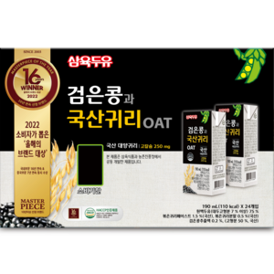 삼육두유 검은콩 국산귀리두유, 선물용 박스, 190ml, 48개