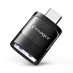 Essage C타입 A타입 5핀 to C타입 변환 OTG 젠더, 1개, 블랙, USB 3.0 to C타입