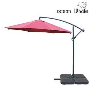 Ocean Whale 초대형 가든 원형 파라솔 + 4piece 물통 받침대 세트, 초대형 가든 원형 와인+ 4piece 물통받침대