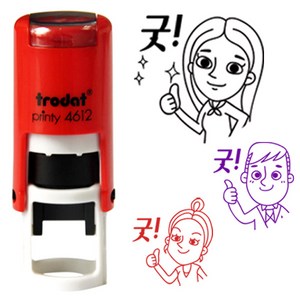 [프라하스탬프] 선생님캐릭터 쿠폰사이즈 칭찬스탬프(지름1.1cm 트로닷4612), 1. 퀸카쌤, 검정(블랙)