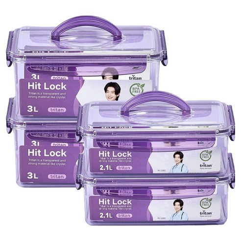 에코센스 히트락 올트라이탄 프리미엄 밀폐용기, 1개, 2100ml(2P) + 3000ml(2P)