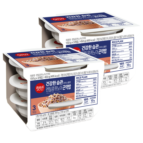 햇반 렌틸콩퀴노아곤약밥, 150g, 6개