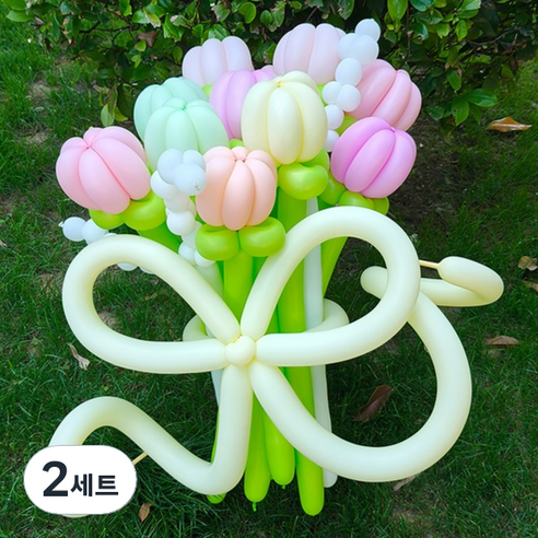 이프 요술풍선 꽃묶음 세트, 01 파스텔 튤립가든, 2세트