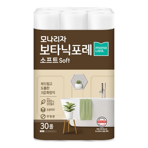 모나리자 보타닉포레 소프트 천연펄프 화장지, 30m, 30개입, 1개