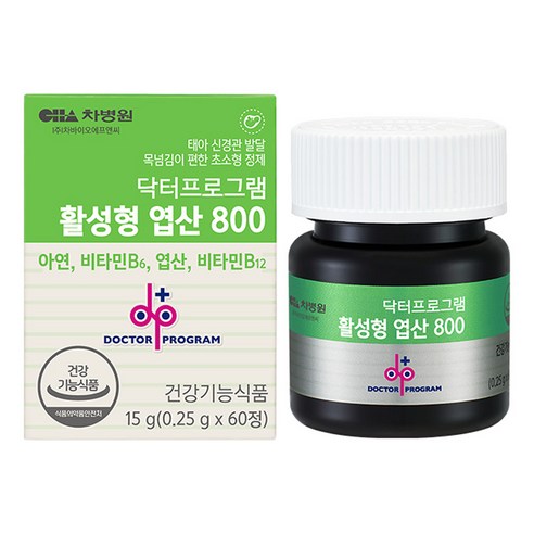 닥터프로그램 활성형 엽산 800 활성엽산 아연 비타민B 15g, 60정, 1개