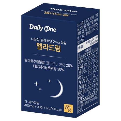 데일리원 식물성 멜라토닌 2mg 함유 멜라드림 30p