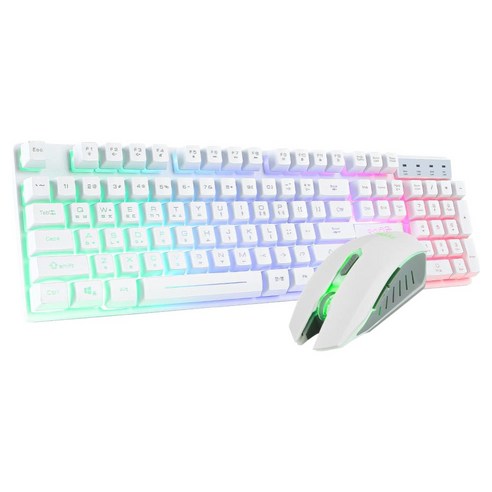 지클릭커 슈퍼히어로 RGB 게이밍 키보드 마우스 세트, GMK-220, 화이트, 일반형