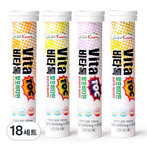 에버틴 비타톡 발포 비타민C 레몬맛+오렌지맛+청포도맛+블루베리맛, 80정, 18세트