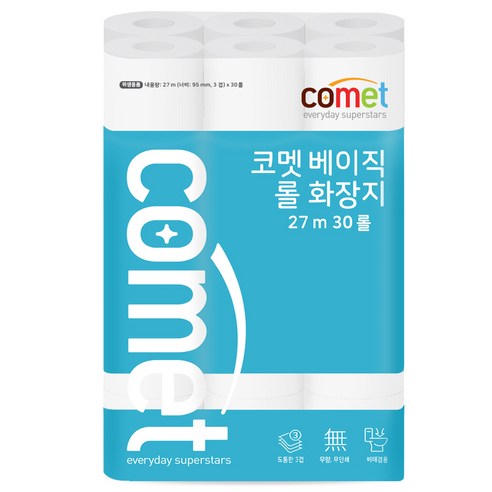 코멧 베이직 3겹 롤화장지 27m