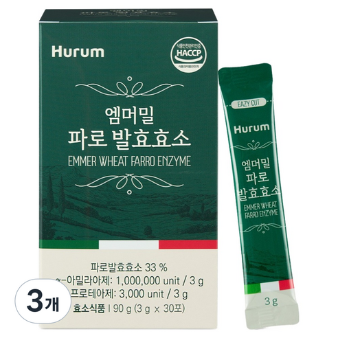 휴럼 엠머밀 파로 발효효소, 90g, 3개
