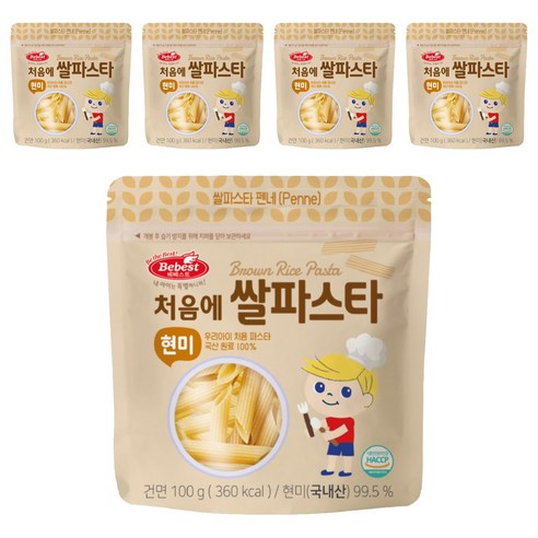 베베스트 처음에 쌀파스타 백미, 100g, 5개