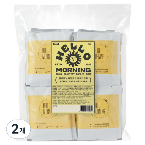 헬로모닝 에프터런치 드립백, 9g, 2개, 40개입