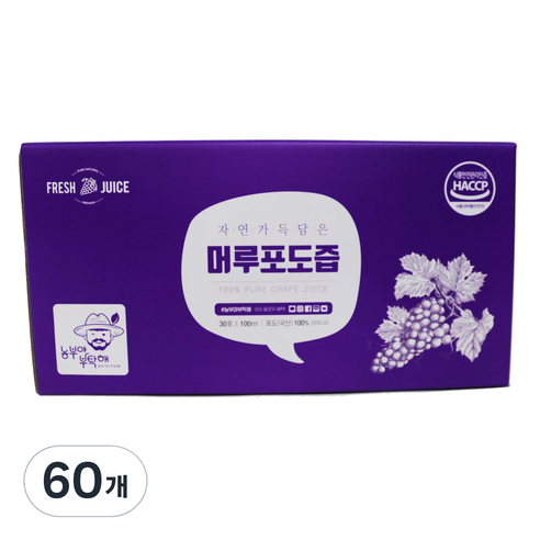 농부야부탁해 머루포도즙, 60개, 100ml
