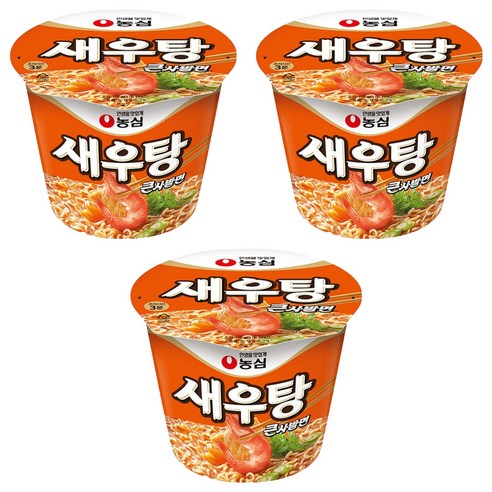 농심 새우탕 큰사발면 115g, 3개