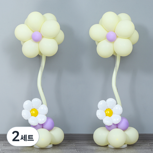 피앤비유니티 DIY 스마일 데이지 대형 왕관풍선 스탠드 모음 세트, 06 DIY 대형풍선 스탠드 마카롱옐로우, 2세트