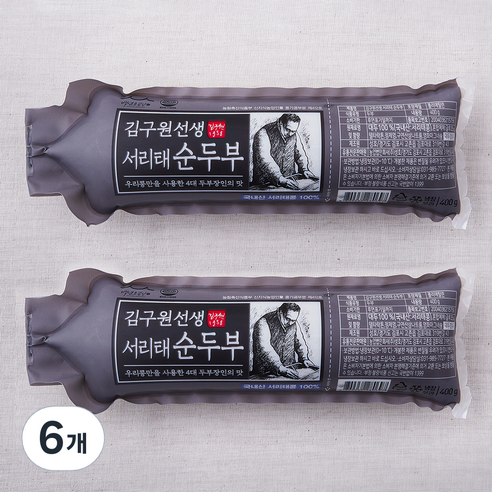 [로켓프레시] 김구원선생 서리태 순두부, 400g, 6개