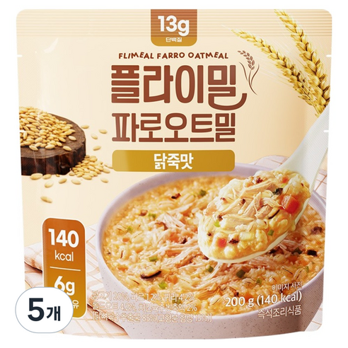 플라이밀 파로오트밀 닭죽맛, 200g, 5개