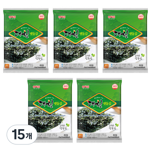삼육김 대천 햇돌김 전장김, 55g, 15개