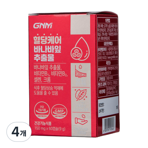 자연의품격 혈당케어 바나바잎추출물 9g, 60정, 4개