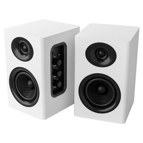 SAUNGYU 컴퓨터스피커 80W 2채널 PC 게이밍 하이파이 고음질 블루투스 북쉘프 액티브 앰프내장형 USB DAC 옵티컬 RCA 연결, 화이트, BK4020A