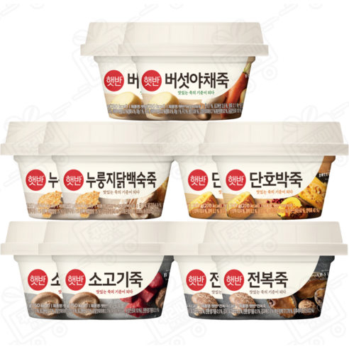 (상온)[비비고]죽267g10종세트/누룽지닭백숙2 전복2 버섯야채2 소고기2 단호박2,, 1세트, 2.8kg