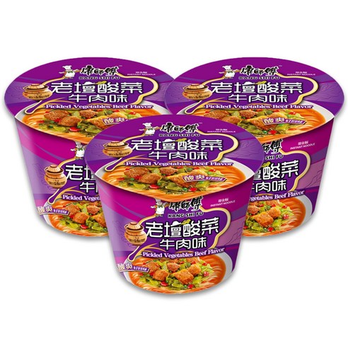<킹콩푸드>캉스푸 로탄 쏸차이 우육면 컵라면 중국라면 중국식품 122g, 6개