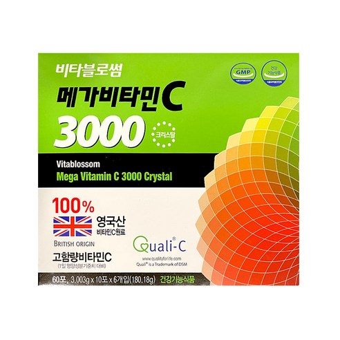 [약국정품] 비타블로썸 메가비타민 크리스탈 3000 120포 고함량 비타민씨 비타민C 영국산 가루 분말 영양제 비타민