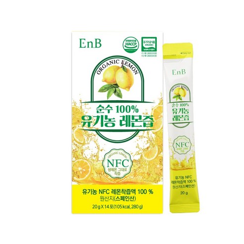 [EnB] 순수 100% 유기농 레몬즙 (20g x 14포), 14개, 280g