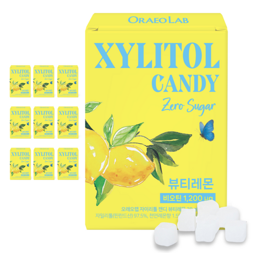 오래오랩 비오틴 자일리톨 무설탕 캔디 천연레몬, 10개, 30g