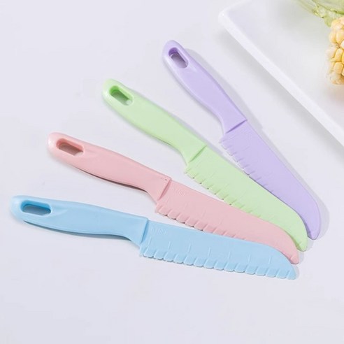 미즈코스 무독성 어린이 안전칼 유아 칼 아동 소꿉놀이 아동칼, 4개, 라이트블루