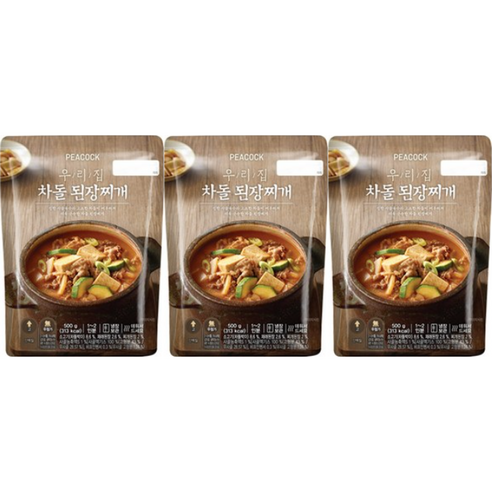 [피코크] 우리집 차돌된장찌개 500g x 3팩