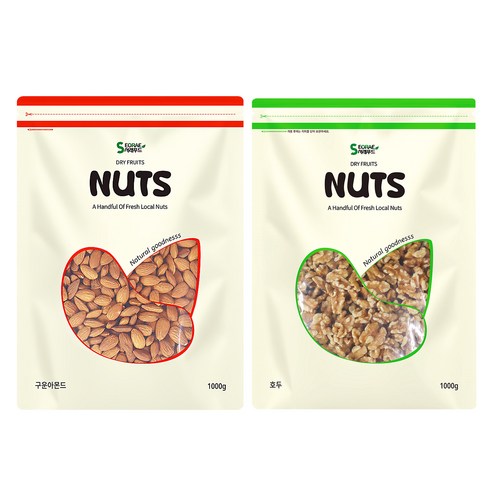 구운아몬드1kg + 호두 1/4태1kg