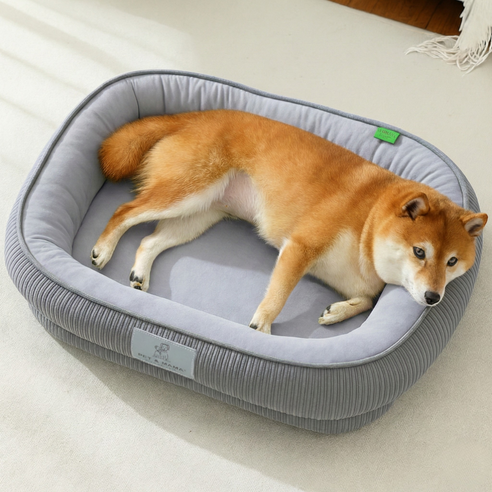런레이더 미끄러움방지 반려동물 꿀잠 방석, 그레이, 1개
