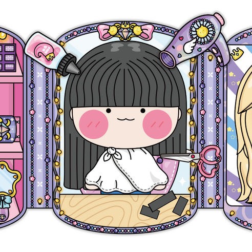 블링블링 헤어 살롱 DIY 스퀴시북 키트, 1개, 기본구성+손코팅지+풀테이프+투명테이프