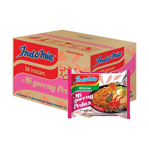 인도네시아 로컬 인도미 미고랭 볶음면 핫 앤 스파이시 indomie mi goreng pedas flavor (매운맛) 85g, 40개, 85g