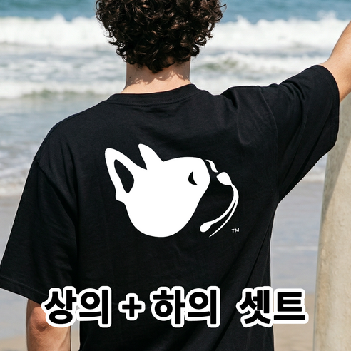 [셋트상품] NEW 여름 신상_프렌치 불독 캐주얼 반팔+반바지 상하셋트_남녀공용 트레이닝복
