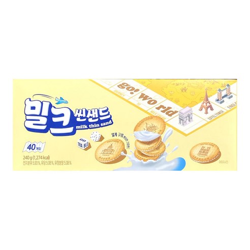 밀크 씬샌드 240g 40소봉지 밀크샌드 비스킷 우유과자 밀크샌드웨이퍼 선물용쿠키