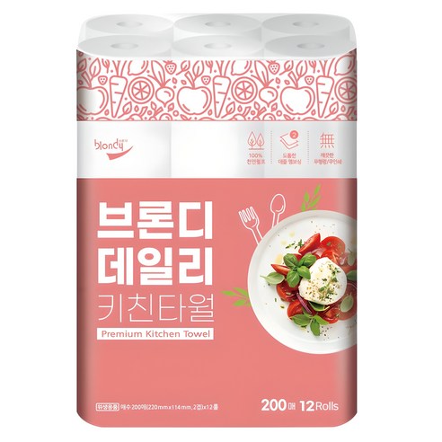 브론디 데일리 키친타월, 200매, 12개