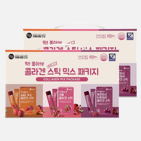 미쁨생활건강 딱좋아 콜라겐 스틱 믹스 패키지 석류 20g x 15p + 타트체리 20g x 15p + ABC주스 20g x 15p 세트