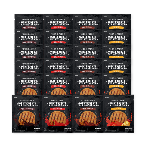 재미어트 썸탈꺼닭 소스 닭가슴살 스테이크 4종 혼합 구성 (냉동), 120g, 24개