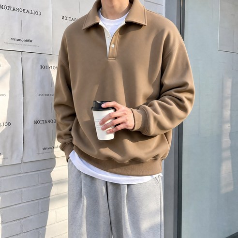 ANYOU 남성 맨투맨 캐주얼 루즈핏 맨투맨