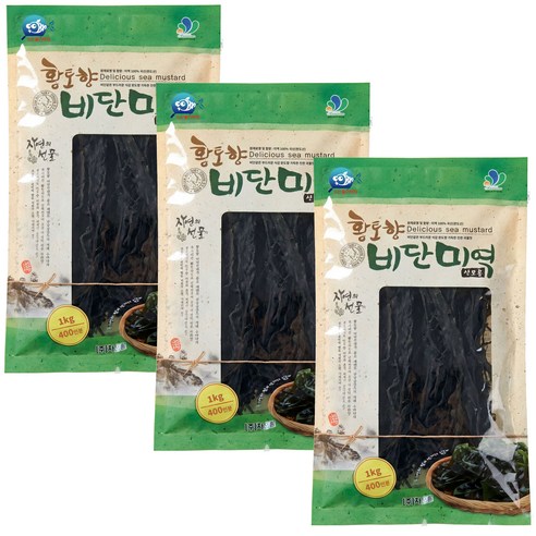 [차오름]황토향 비단미역 완도산 수산물이력제, 3개, 1kg